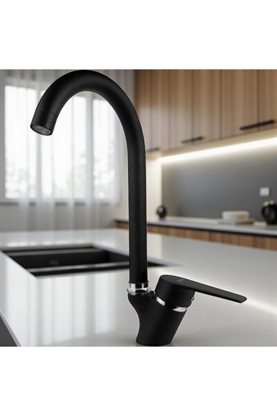 Viosa Mat Siyah Mutfak Lavabo Bataryası Aç Kapa Mix Musluk Sıcak Ve Soğuk Su ...
