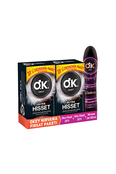 Okey Ultra Hisset 40'lı Prezervatif & Nirvana Uyarıcı Jel 100 ml Set
