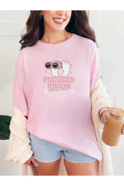 Sarah's Boutique Tricou de damă – 100% bumbac – Minimalist „FOCUSED VISION”