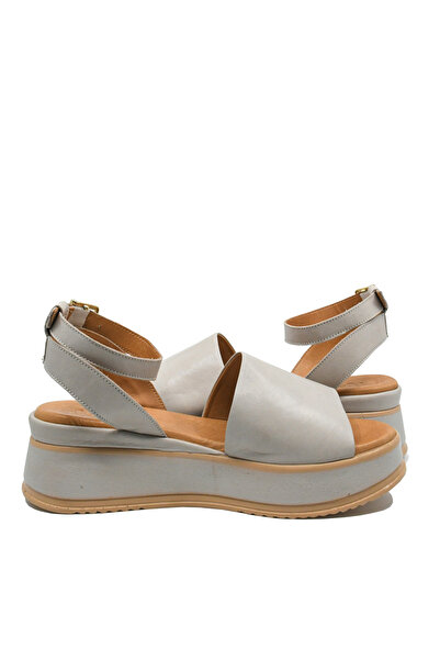 Anna Viotti sandals with platform and ankle strap, gray genuine leather