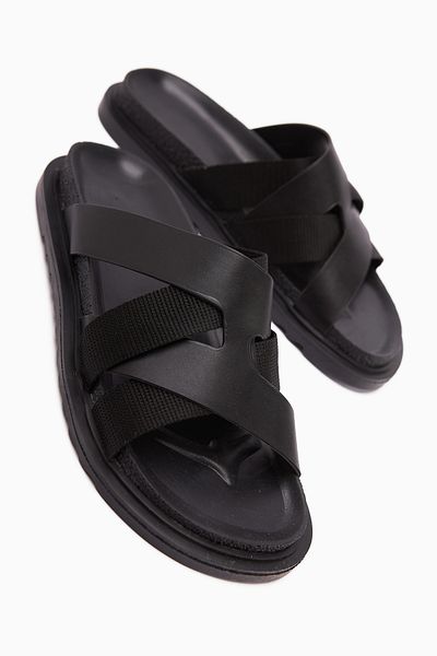 Limoya Rumi Black Cross Strap Women's Slippers
