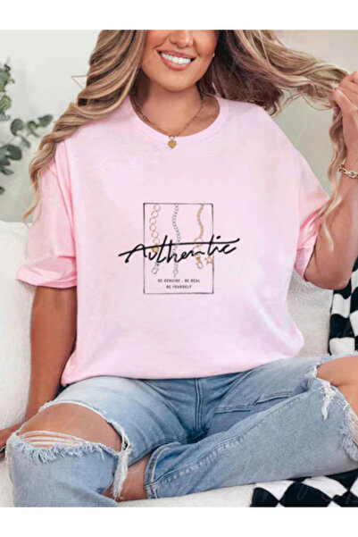 Sarah's Boutique Tricou de damă – 100% bumbac – Minimalist „AUTENTIC”