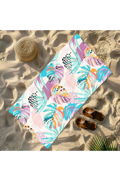 Piloji منشفة شاطئ مطبوعة بنمط صيفي - منشفة شاطئ ناعمة الملمس سريعة الجفاف مقاس 75 × 150 سم