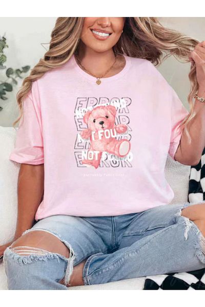 Sarah's Boutique Tricou de damă – 100% bumbac – Ursuleți de pluș „NOT FOUND”