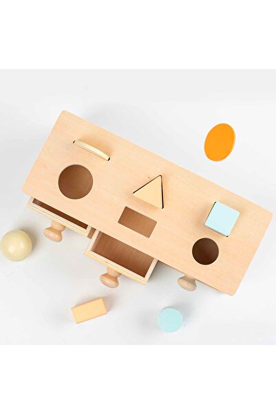 Picodino Montessori Wooden Toy with Drawers and Geometric Shapes - Object Permanence