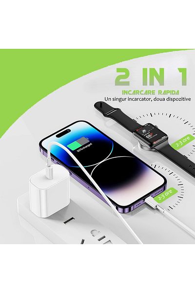 SONORH 2 in 1 Charging Cable, Wireless and Lightning, Magnetic, for Type-C Adapter, compatible with Apple