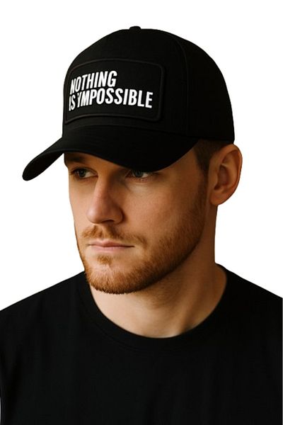 CosmoOutlet Nothing Is Impossible Written Adjustable Cap Model Black Men's Hat