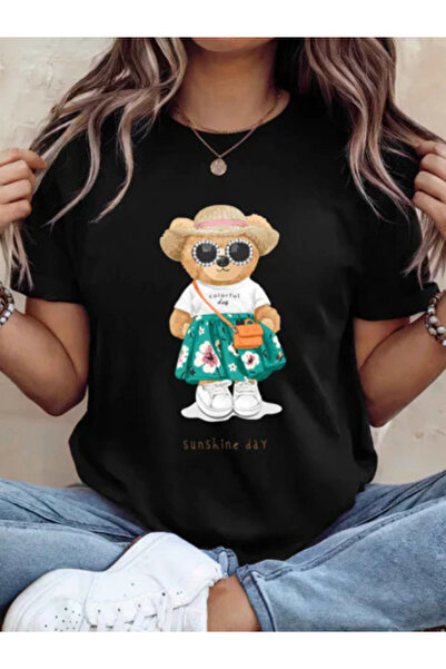 Sarah's Boutique Tricou de damă – 100% bumbac – Ursuleți de pluș „SUNSHINE”