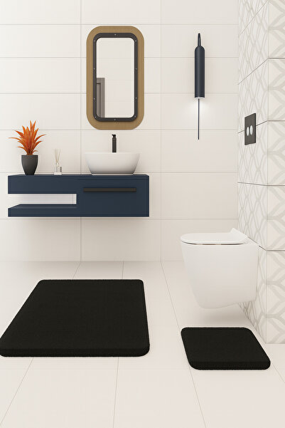 KEVLİNE Bathroom Mat Flat Double Toilet Set 50X80 - 40X50, Soft Soft Key