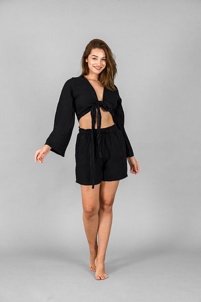 ASC SUN Women's Shorts-Tie Detail Crop Set