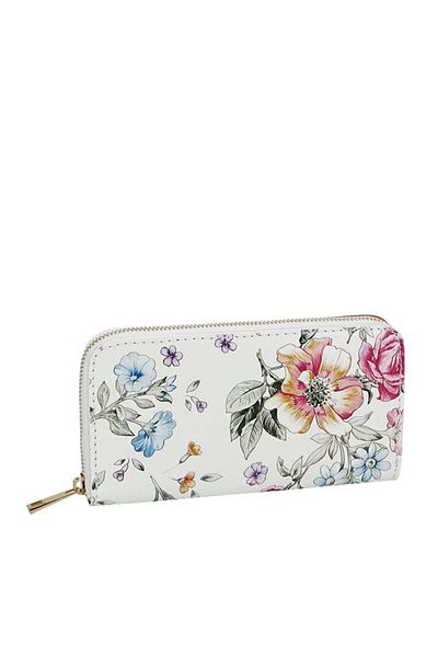SOFILINE Portofel din piele naturală 8954 07 Alb cu imprimeu floral