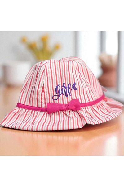 Balgüneş Tekstil 4/8 Years Girl's Striped Flower Hat-52Cm Pink