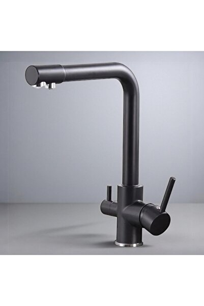 Viosa Siyah Arıtma Çıkışlı 3 Yollu Musluk Mutfak Eviye Bataryası