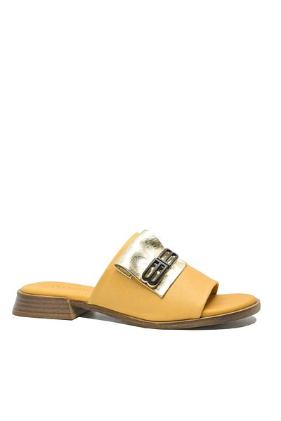 Anna Saboți de damă Viotti galbeni, accent decorativ, piele GOR 2558