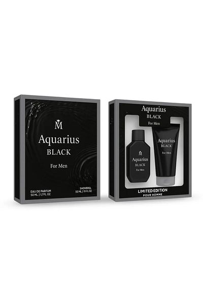 Magrot Aquarius Black Men's Gift Set 2 x 50 ml Eau de Parfum and Shower Gel