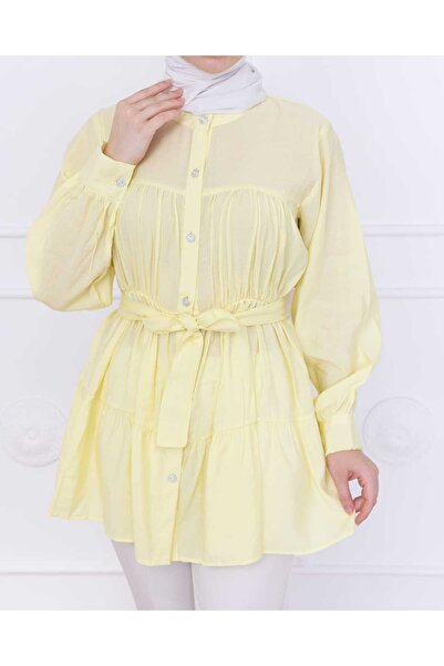 Weak Blue Women's Belted Layered Shirt Tunic