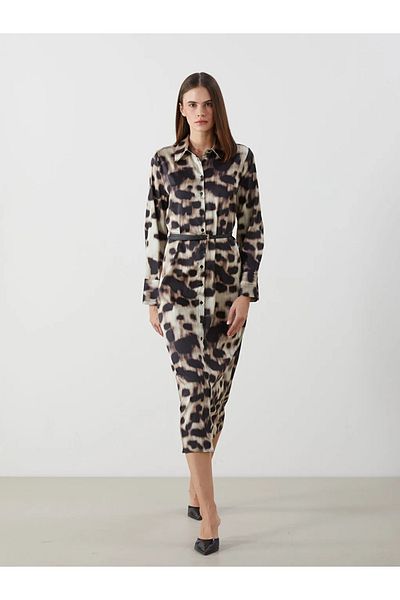 LC Waikiki Lcw Vision Mixed Pattern Satin Women's Shirt Dress