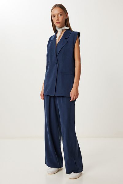 Lovelyİstanbul Woven Vest Trousers Suit Lrv0118 Dark Blue