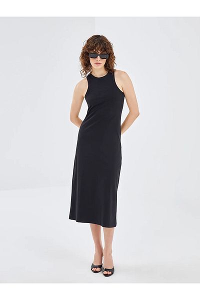 LC Waikiki Blai̇s Black Women's Crew Neck Straight Dress