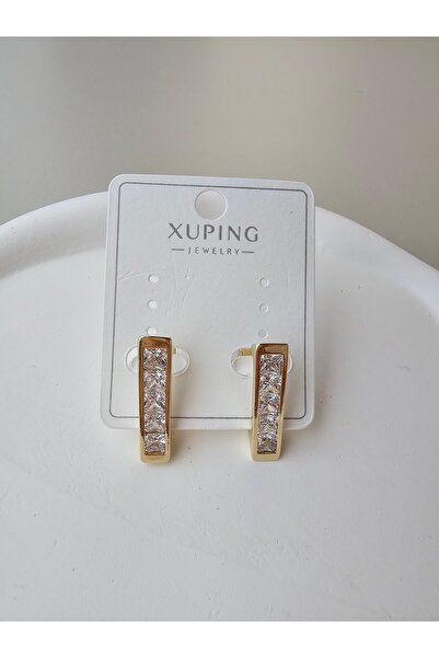 Zivazer Store Kadın Çelik Kararmaz Xuping Üçgen Şeklinde Taşlı Küpe