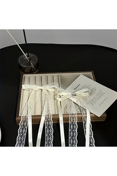 Atılgan Grp Elegant Lace Barrette Hair Clips, Ribbon Hairpins, Handmade, Set of 2, for Teens and Adults