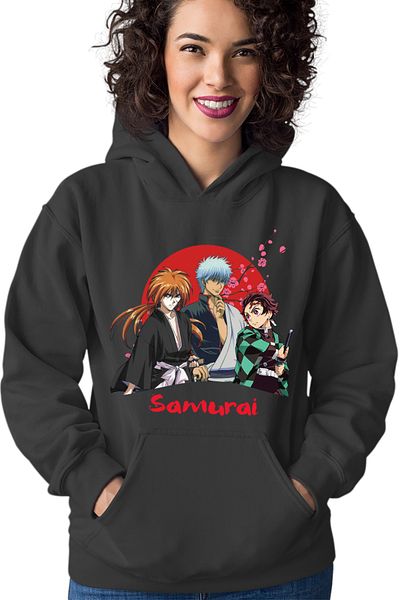 OEM Women's hoodie Rurouni Kenshin Samurai Trio Text Sepuku