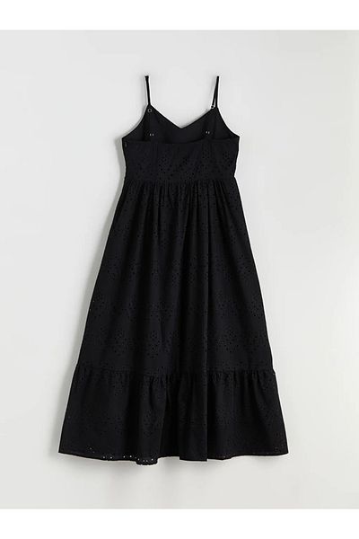 LC Waikiki Xside Black V-Neck Openwork Dress