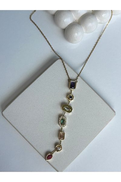 Ressia Y Stone Colored Necklace