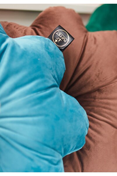 OEM Brown Velvet Flower Puffet Decorative Pillow, 45 cm Diameter