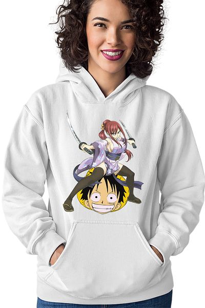 OEM Hanorac dama Fairy Tail Erza Scarlet One Piece Luffy Anime Couple