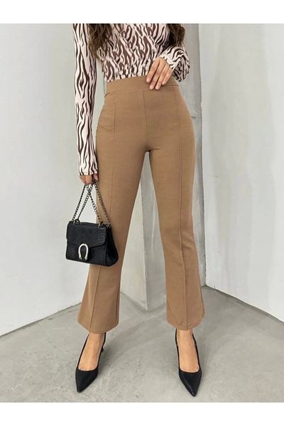 nedo7 Elastic waist lycra spanish trousers -mink