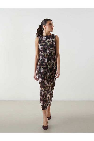 LC Waikiki Lcw vision mixed bicycle collar batik patterned women's dress