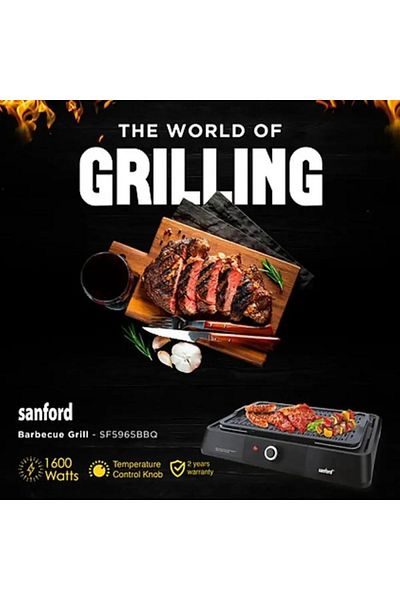 Sanford Sanford 1600W Electric Grill - Large 39 x 22 cm Grilling Surface, Automatic Temperature Control and Safety