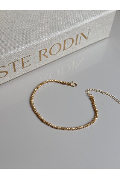 LEROSY CO. Altın Kaplama Dorika Boncuklu Kadın Halhal – Ayarlanabilir Şık Yazlık Aksesuar