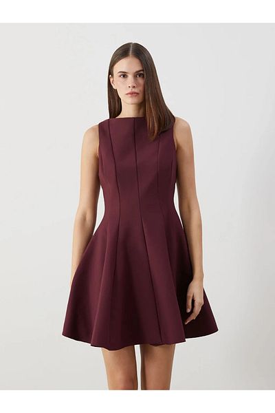 LC Waikiki Lcw Vision Plum Crepe Flared Mini Dress