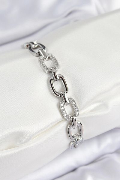 NETWORK ART Bfs Brass Zircon Stone Fragmented Chain Model Silver Color Women's Bracelet
