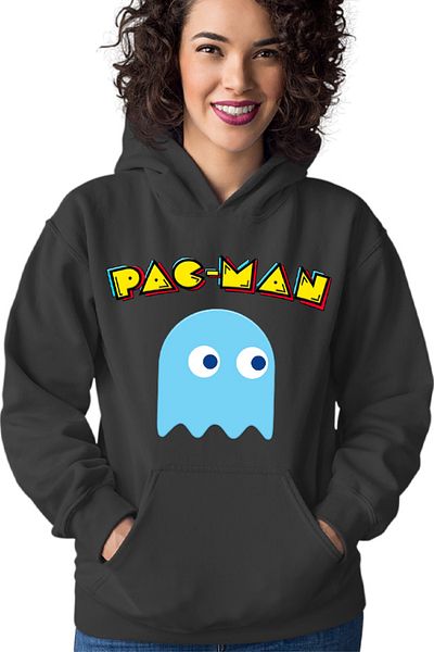 OEM Women's Pac Man Blue Ghost Monster Logo Hoodie