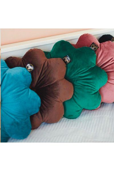 OEM Perna Decorativa Puffet Floare din Catifea Maro, 45 cm Diametru