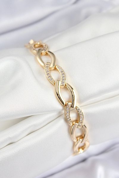 NETWORK ART Bfs Brass Zircon Stone Chain Model Gold Color Women's Bracelet