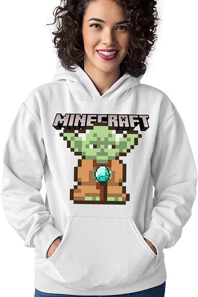 OEM Women's Hoodie Baby Yoda Minecraft Pixel Art Cute