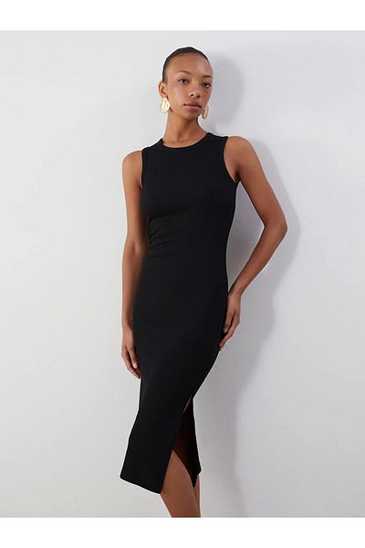LC Waikiki Lcw Vision Black Crew Neck Bodycon Dress