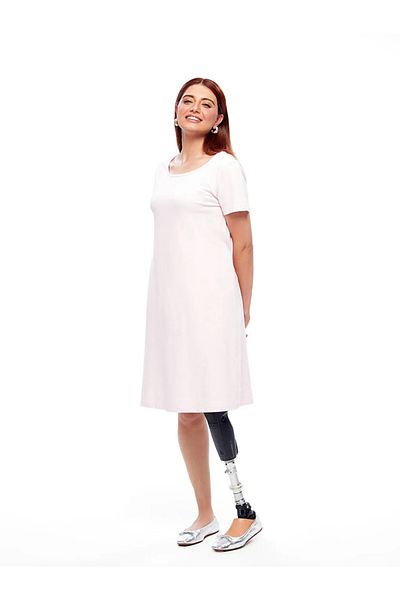 LC Waikiki Lcw limitless pink crew neck short sleeve women's dress