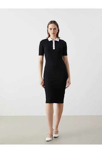 LC Waikiki Lcw Comfort Black Shirt Collar Women's Dress