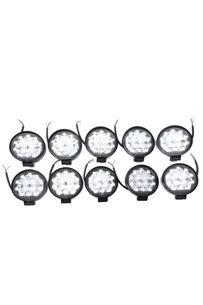 Point 10 Adet Off Road 14 LED 42 Watt Yuvarlak Traktör Tır Kamyon Tekne Sis Farı Çalışma Lambası