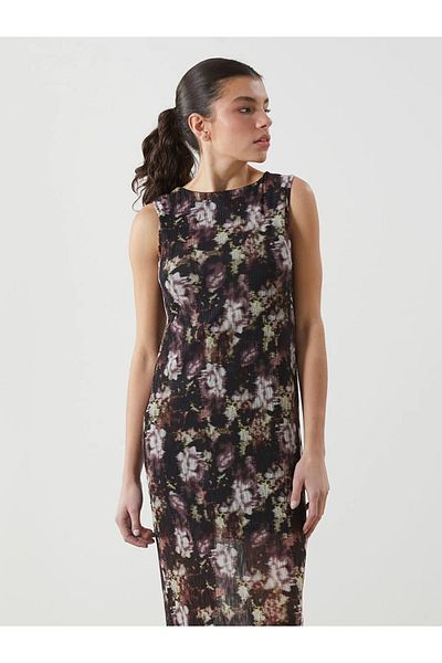 LC Waikiki Lcw vision mixed bicycle collar batik patterned women's dress