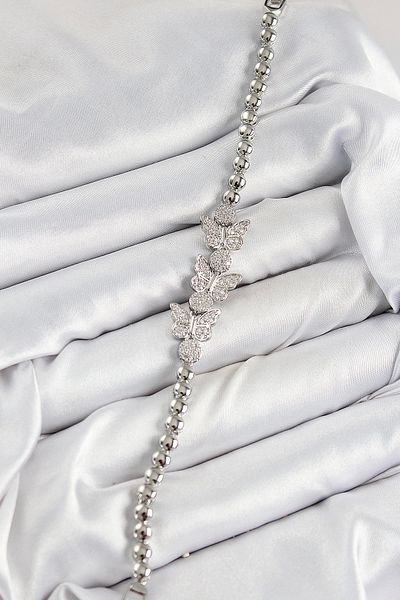 NETWORK ART Bfs Brass Zircon Stone Butterfly Model Silver Color Women's Bracelet