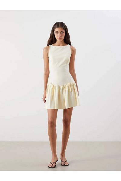 LC Waikiki Lcw vision ecru bicycle collar a cut poplin mini dress