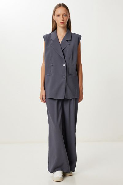 Lovelyİstanbul Woven Vest Pants Suit Lrv0118 Smoked