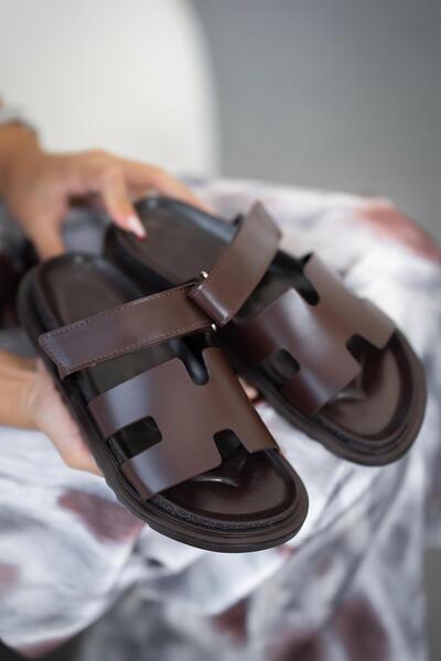 Parponi Frank Women's Leather Flat Sole Slippers Brown