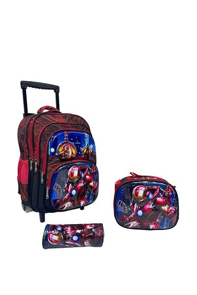 Tradeo Kids School Trolley Backpack Set, 3 Pieces, Rolling Bag with Lunch Box and Pencil Case